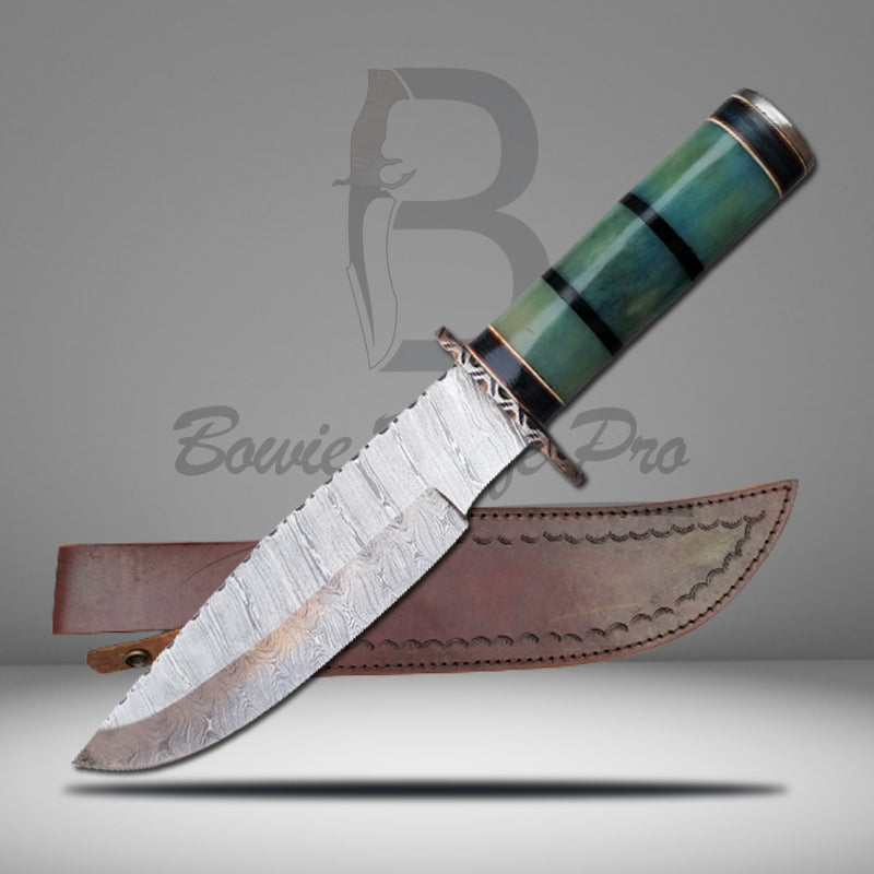 Hunting Knife Damascus Knife Bone Handle Damascus Steel Guard And Pomm -  Viking Axe