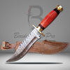 Damascus Knife Hunting Bowie Knife Pro Bone Handle Brass Guard And Pommel With Knife Sheath VK-206
