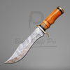 Damascus Knife Bowie Knife Brass Guard And Pommel Color Bone Handle With Knife Sheath VK-207