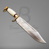 Pro Bowie Knife Stainless Steel Blade Bone Handle Brass Guard And Pommel With Knife Sheath VK-203