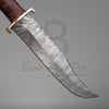 Bowie Knife Pro Damascus Knife Leather Handle Brass Guard And Pommel With Knife Sheath VK-209