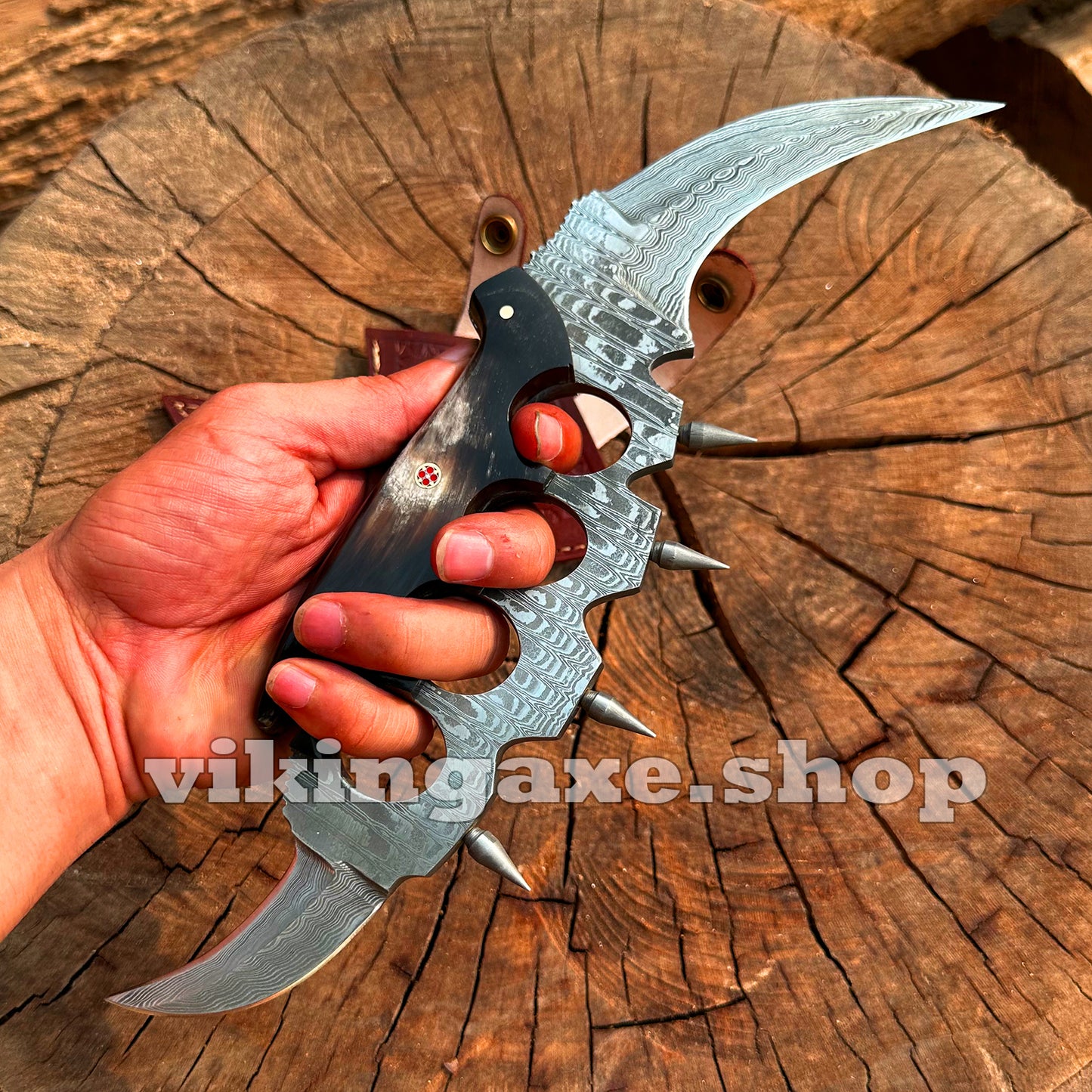 Custom Karambit Knife Knuckles Style Damascus Steel Sharp Edges With Sheath