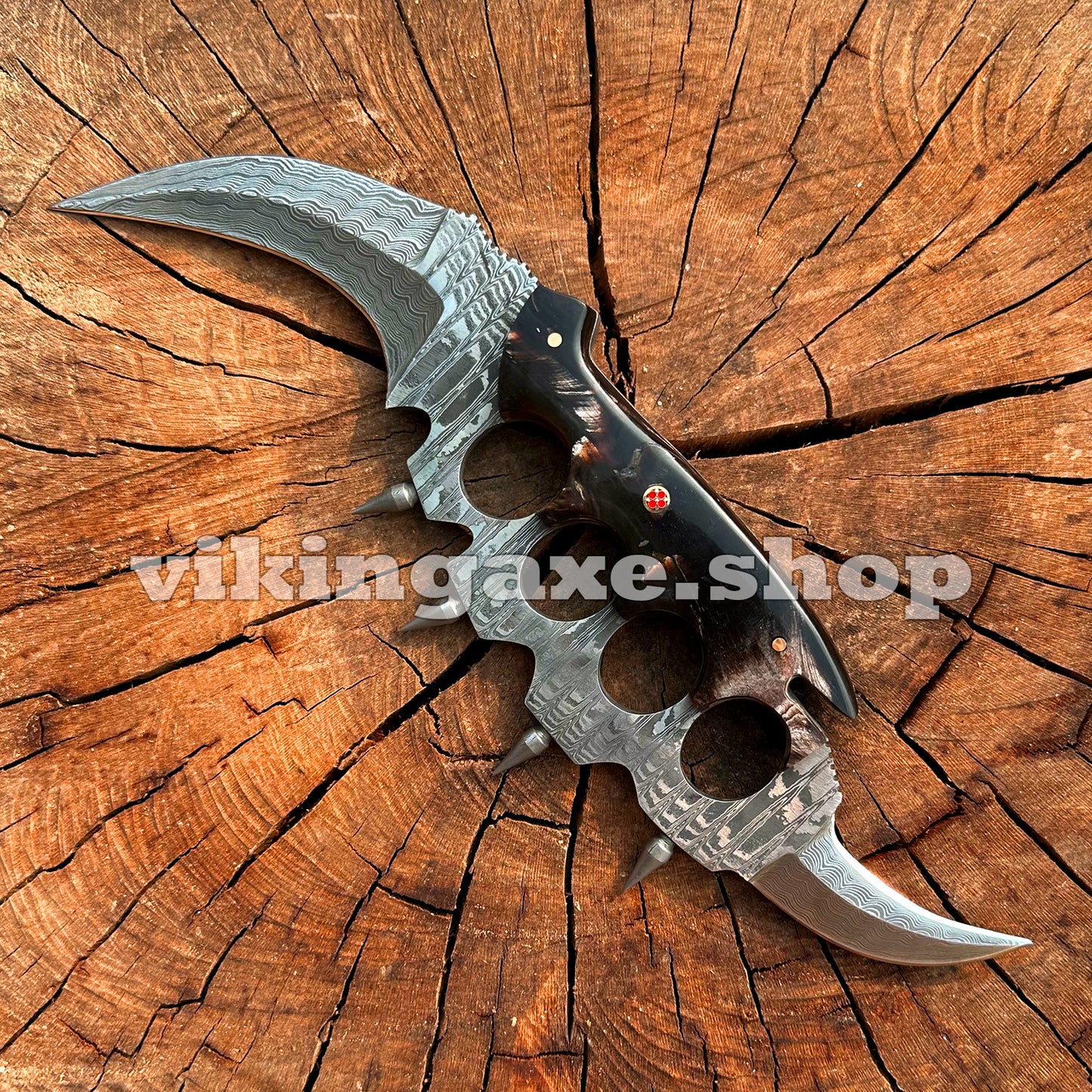 Custom Karambit Knife Knuckles Style Damascus Steel Sharp Edges With Sheath