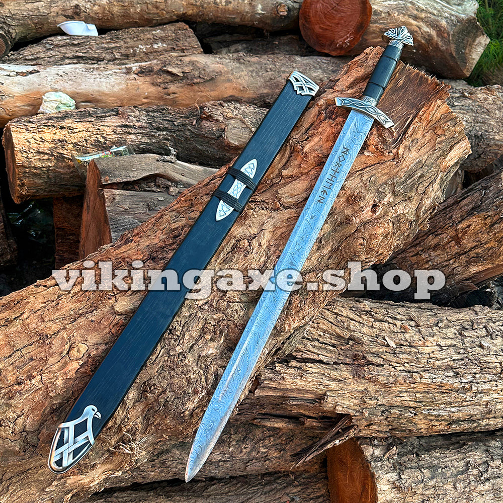 Custom Sword Replica Viking Sword Damascus Steel Sword With Scabbard