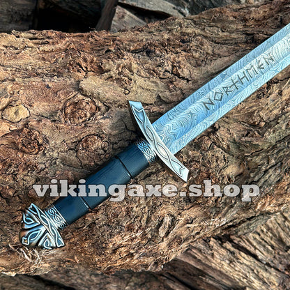 Custom Sword Replica Viking Sword Damascus Steel Sword With Scabbard