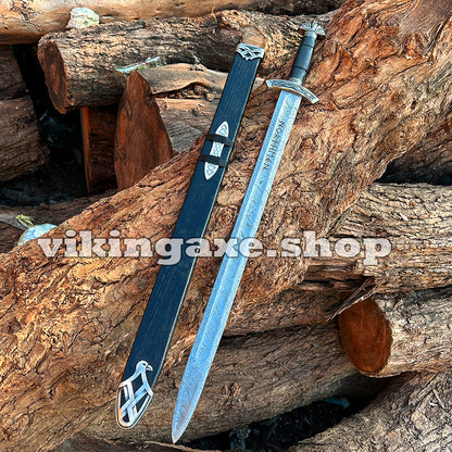 Custom Sword Replica Viking Sword Damascus Steel Sword With Scabbard