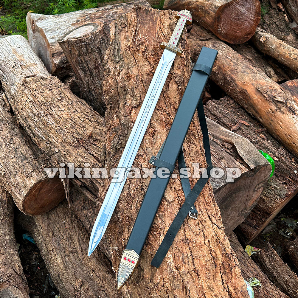 Handmade King Ragnar Lothbrok Sword Replica Viking Sword With Scabbard