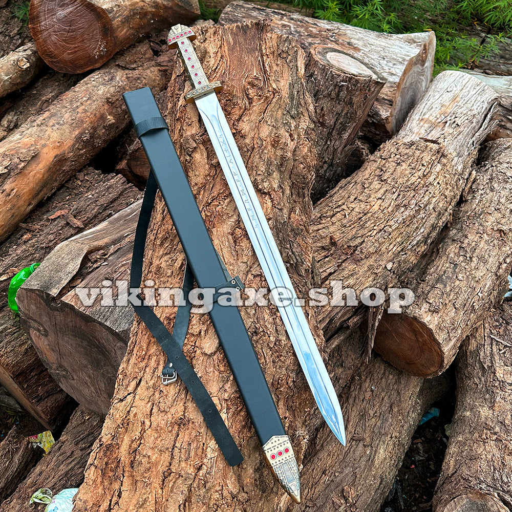 Handmade King Ragnar Lothbrok Sword Replica Viking Sword With Scabbard