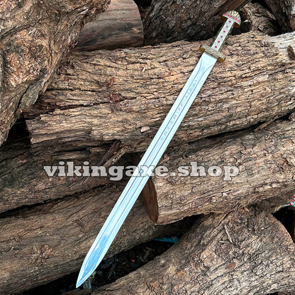 Handmade King Ragnar Lothbrok Sword Replica Viking Sword With Scabbard