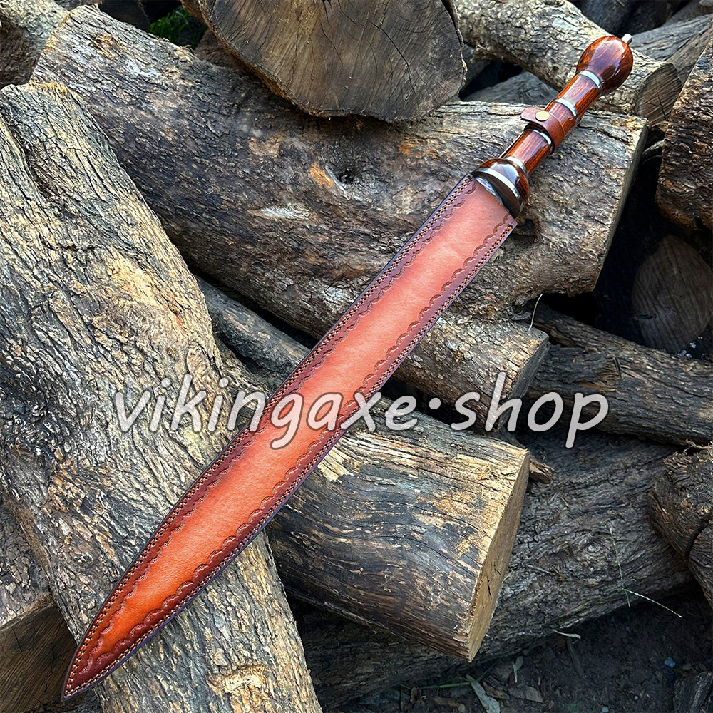 Roman Sword Gladius Sword Damascus Steel Sword With Leather Sheath