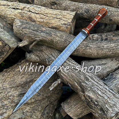 Roman Sword Gladius Sword Damascus Steel Sword With Leather Sheath