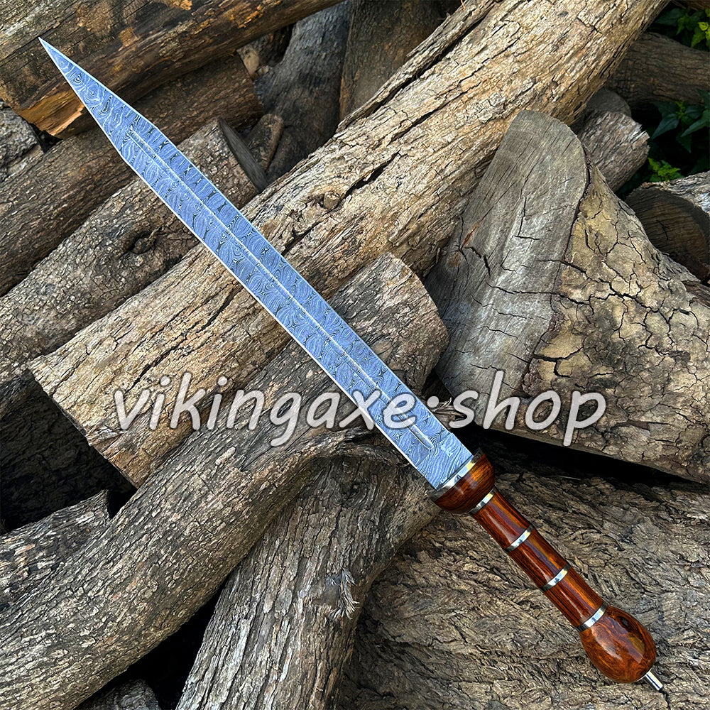 Roman Sword Gladius Sword Damascus Steel Sword With Leather Sheath