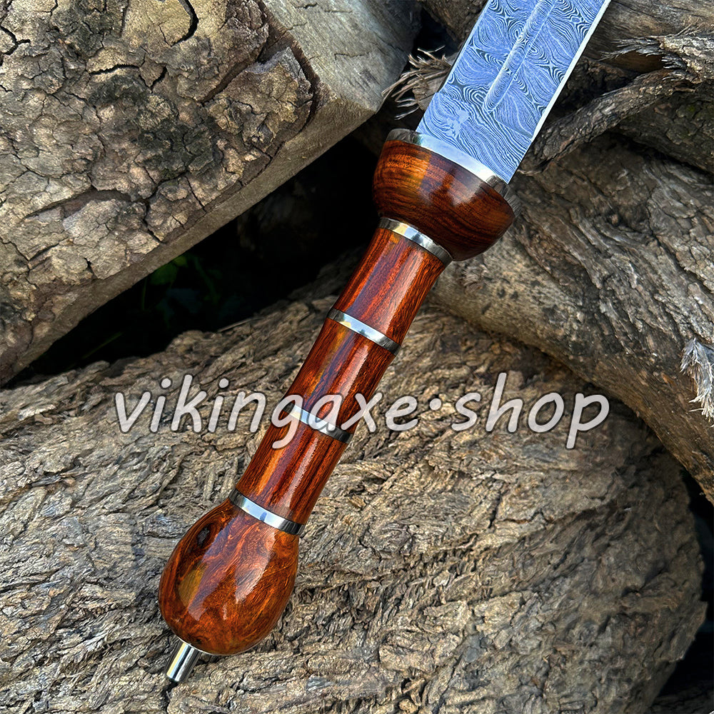 Roman Sword Gladius Sword Damascus Steel Sword With Leather Sheath