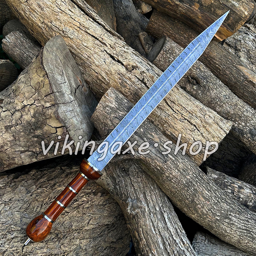 Roman Sword Gladius Sword Damascus Steel Sword With Leather Sheath