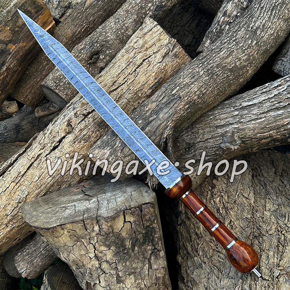 Roman Sword Gladius Sword Damascus Steel Sword With Leather Sheath