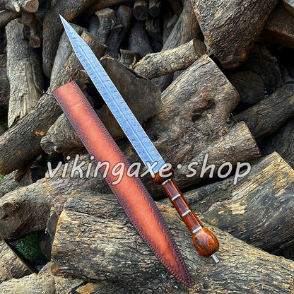 Roman Sword Gladius Sword Damascus Steel Sword With Leather Sheath