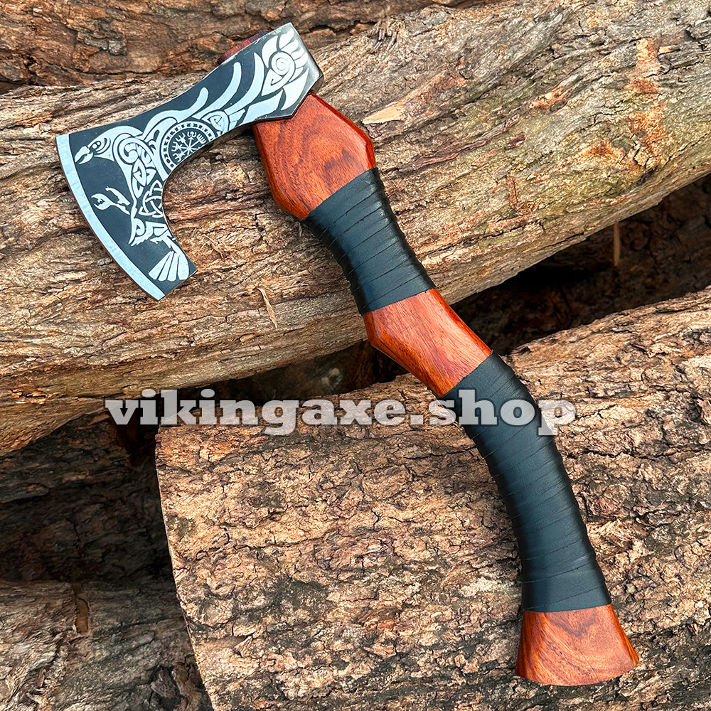 Vinking Axe | Throwing Axe | Camping Axe Wood Handle With Leather Sheath