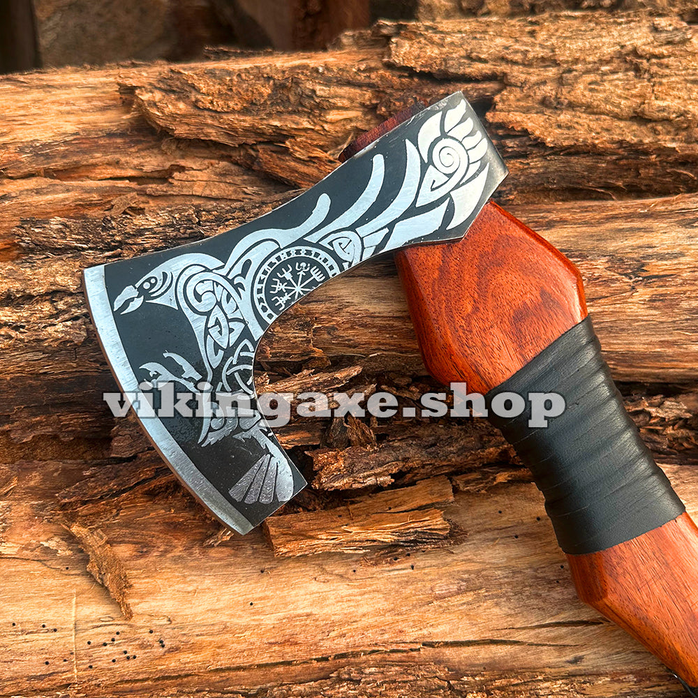 Vinking Axe | Throwing Axe | Camping Axe Wood Handle With Leather Sheath