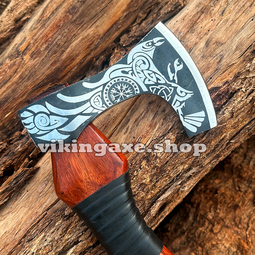 Vinking Axe | Throwing Axe | Camping Axe Wood Handle With Leather Sheath