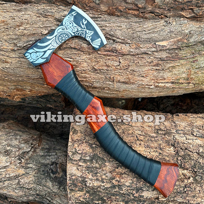 Vinking Axe | Throwing Axe | Camping Axe Wood Handle With Leather Sheath