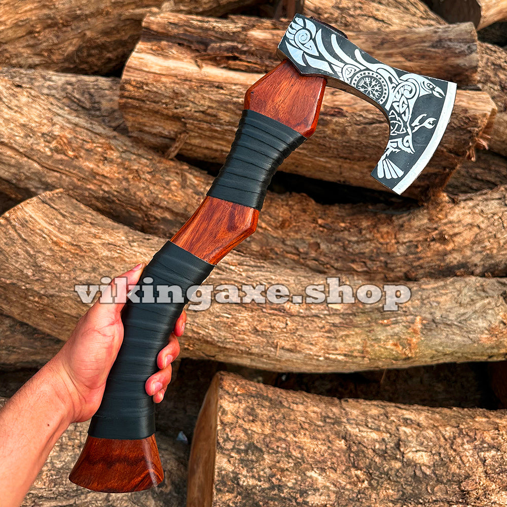 Vinking Axe | Throwing Axe | Camping Axe Wood Handle With Leather Sheath