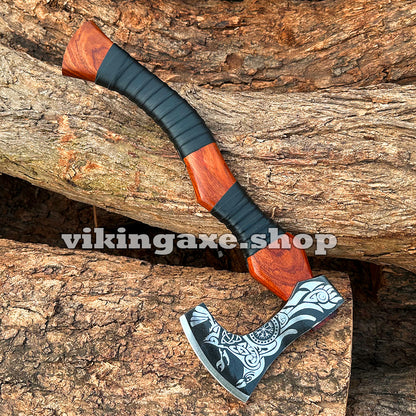 Vinking Axe | Throwing Axe | Camping Axe Wood Handle With Leather Sheath