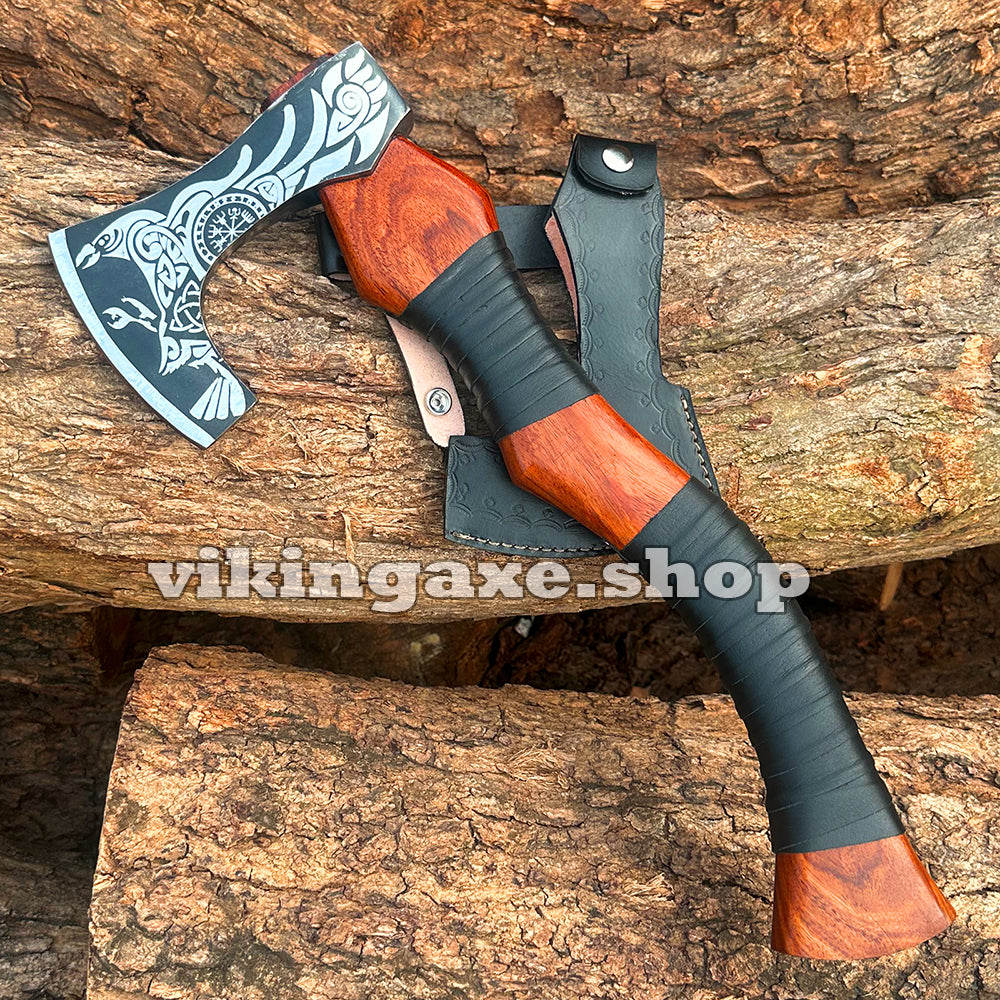 Vinking Axe | Throwing Axe | Camping Axe Wood Handle With Leather Sheath