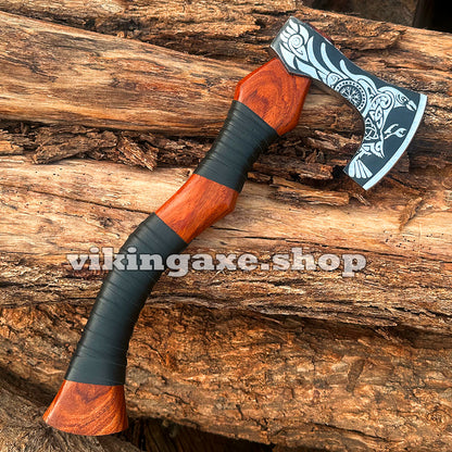 Vinking Axe | Throwing Axe | Camping Axe Wood Handle With Leather Sheath