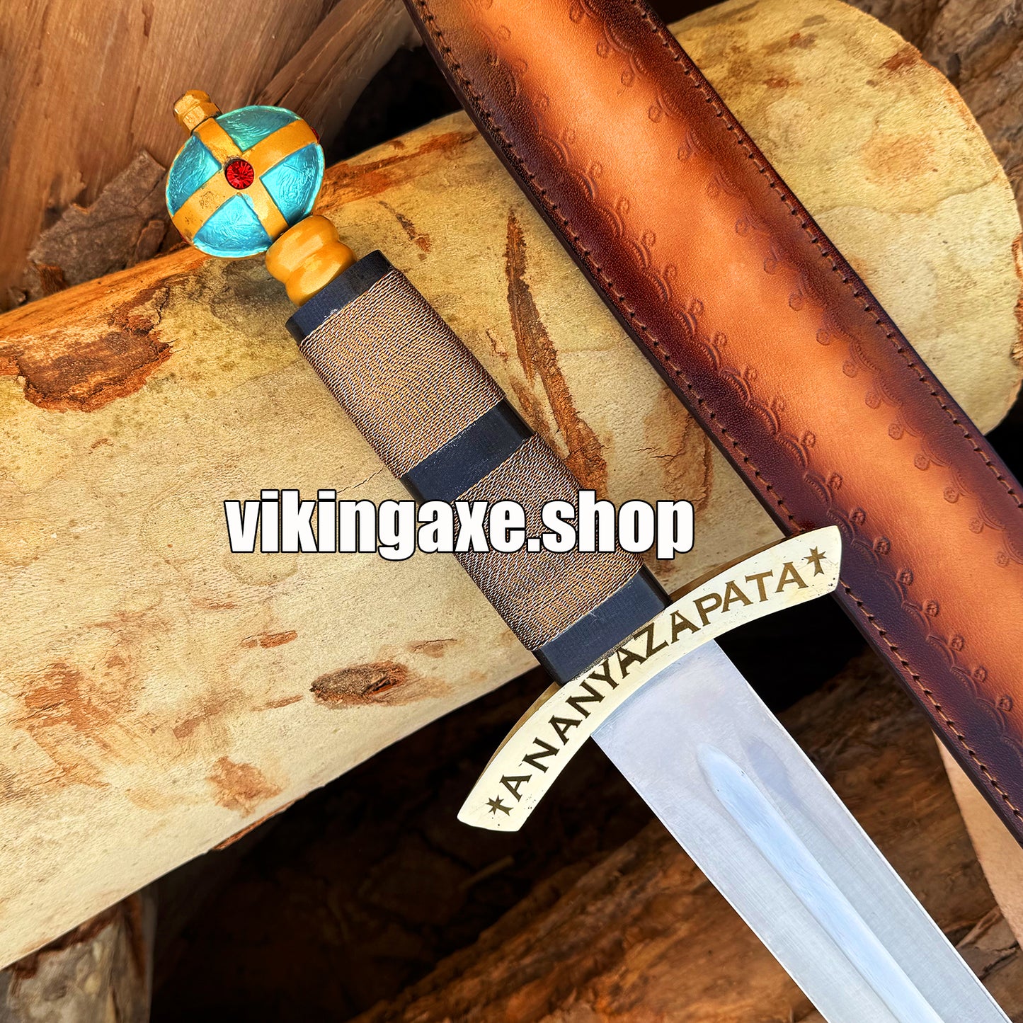 Handmade Viking Sword High Carbon Steel Blade Sharp Edges Brass Guard And Pommel With Leather Sheath