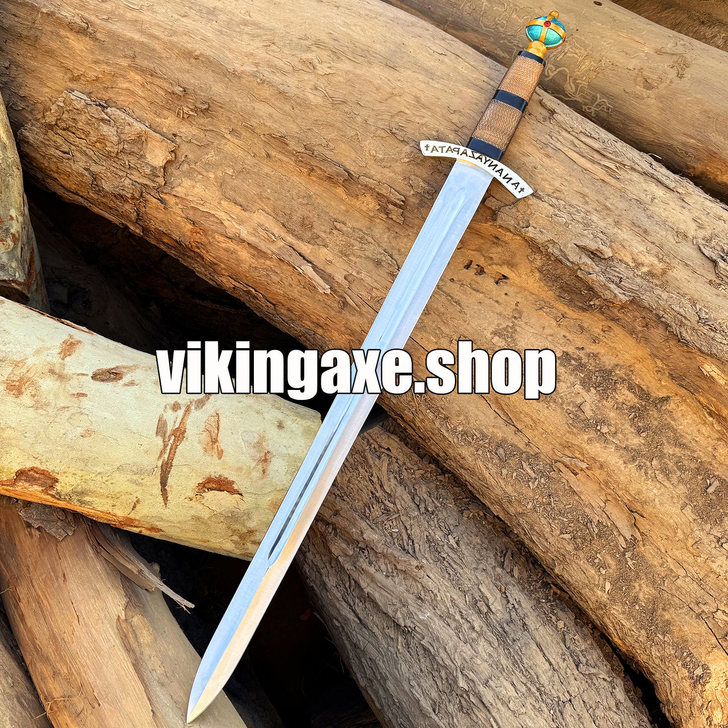 Handmade Viking Sword High Carbon Steel Blade Sharp Edges Brass Guard And Pommel With Leather Sheath