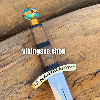 Handmade Viking Sword High Carbon Steel Blade Sharp Edges Brass Guard And Pommel With Leather Sheath