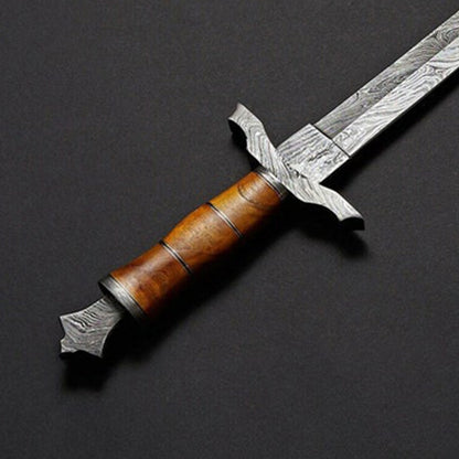 Damascus Viking Sword VS-004 | Natural Wood Handle