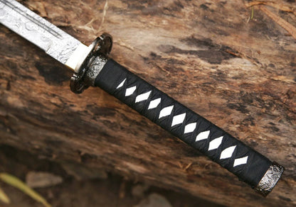 Damascus Steel Viking Katana Sword With Scabbard VS-008